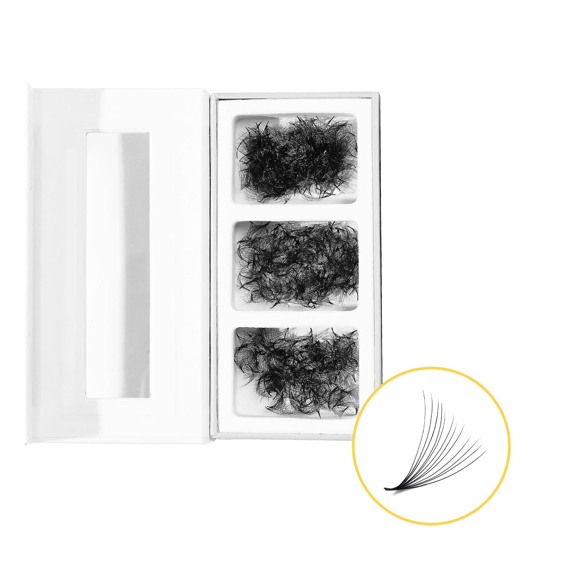 12D Mix 3in1  GLAMOREYELASH 750 Promade Natural Eyelashes Extensions | Loose Mix 3 Fan from 3D to 14D Handmade Individual Lashes | 0.03/0.05/0.07mm Thickness of Mink Lashes | C CC D Curl - GlamorEyelash